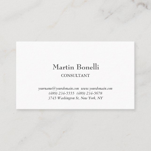 Unique Classical Simple White Business Card (Front)