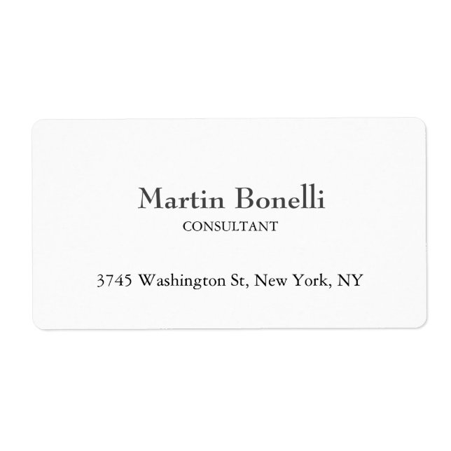 Unique Classical Simple White Minimalist Label (Front)