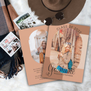 Unique Classy Retro Curved Photo Graduation Announcement