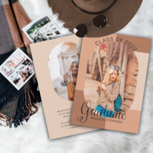 Unique Classy Retro Curved Photo Graduation Announcement