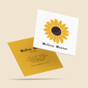 Unique Clean Country Sunflower Yellow Typography  Square Business Card