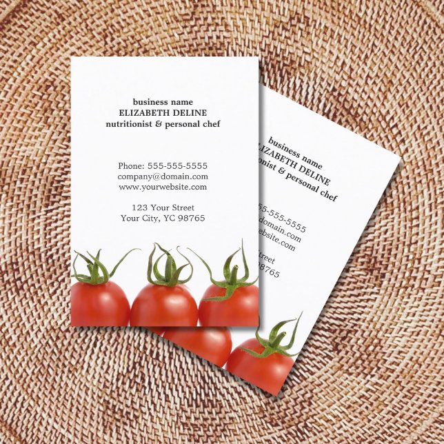Unique Clean Tomato Health Nutritionist Chef Business Card (Creator Uploaded)
