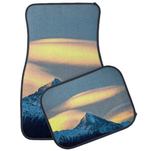 Unique Clouds Over Snow Covered Mountains Car Floor Mat