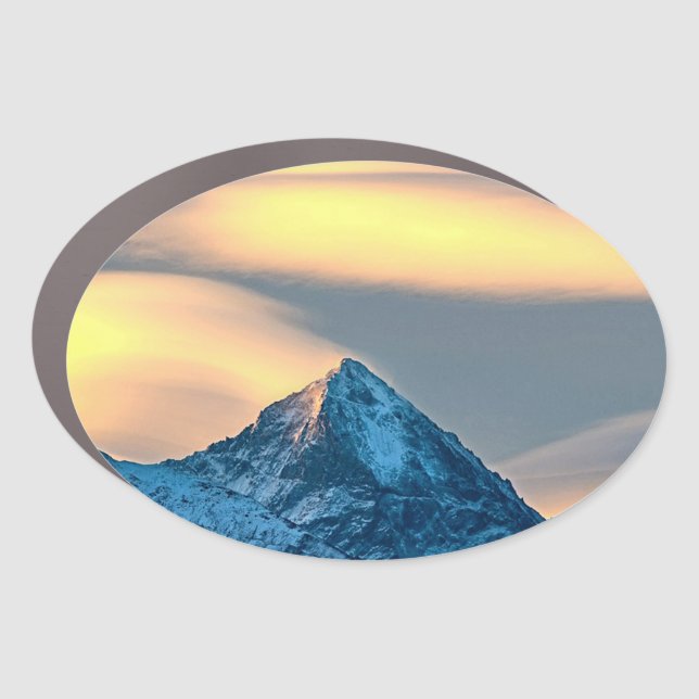 Unique Clouds Over Snow Covered Mountains Car Magnet (Front)