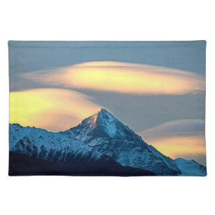 Unique Clouds Over Snow Covered Mountains Cloth Placemat