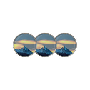 Unique Clouds Over Snow Covered Mountains Golf Ball Marker