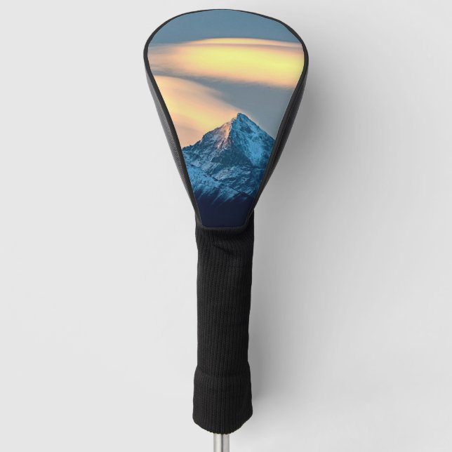 Unique Clouds Over Snow Covered Mountains Golf Head Cover (Front)