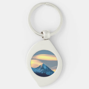Unique Clouds Over Snow Covered Mountains Keychain