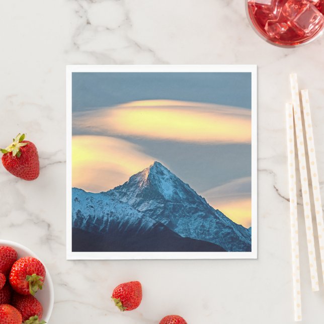 Unique Clouds Over Snow Covered Mountains Napkins (Insitu)
