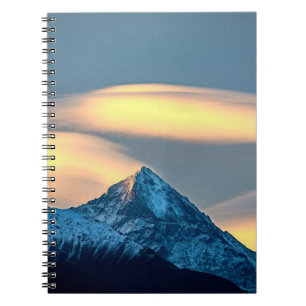 Unique Clouds Over Snow Covered Mountains Notebook