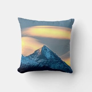 Unique Clouds Over Snow Covered Mountains Throw Pillow