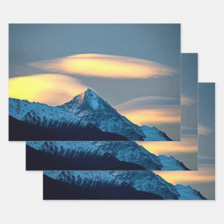 Unique Clouds Over Snow Covered Mountains Wrapping Paper Sheets