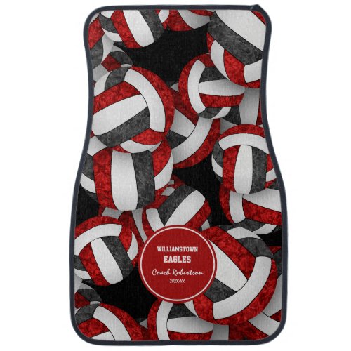 unique coach gifts red black volleyballs pattern car floor mat