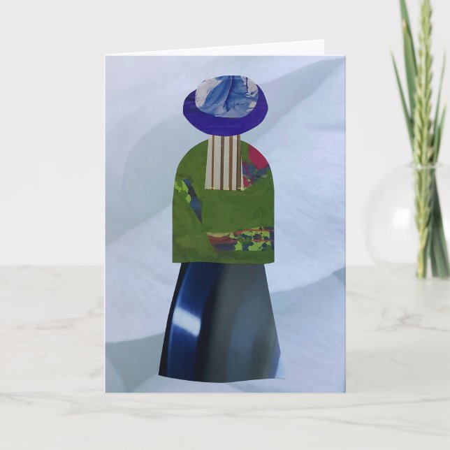 Unique Collage Earth Mama Blue Blank Card (Front)