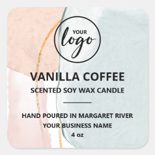 Unique Color Blocks Scented Soy Candle Logo Labels
