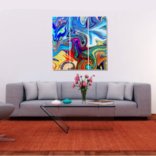 Unique Colorful Abstract Marble Liquified Wall Art