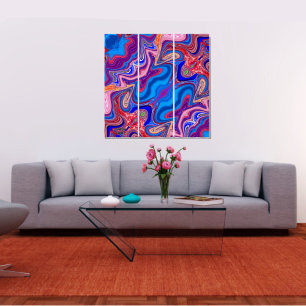 Unique Colorful Abstract Marble Liquified Wall Art