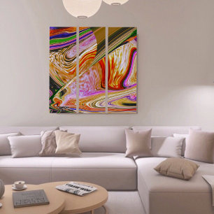 Unique Colorful Abstract Marble Liquified Wall Art