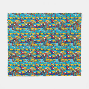 Unique Colorful Alien eating Tacos Fleece Blanket