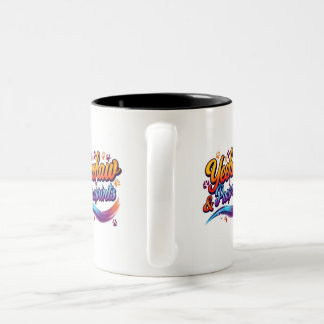 Unique, colorful animal paw print design gift. Two-Tone coffee mug