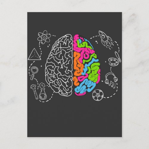 Unique Colorful Brain Graphic Art Creative Artist Postcard