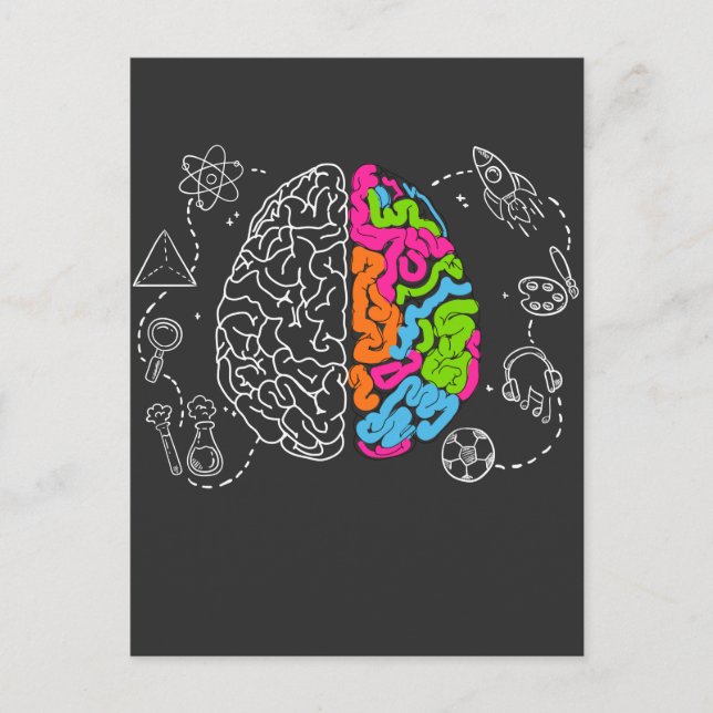 Unique Colorful Brain Graphic Art Creative Artist Postcard (Front)