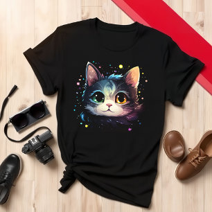 Unique Colorful Cat Design T-Shirt