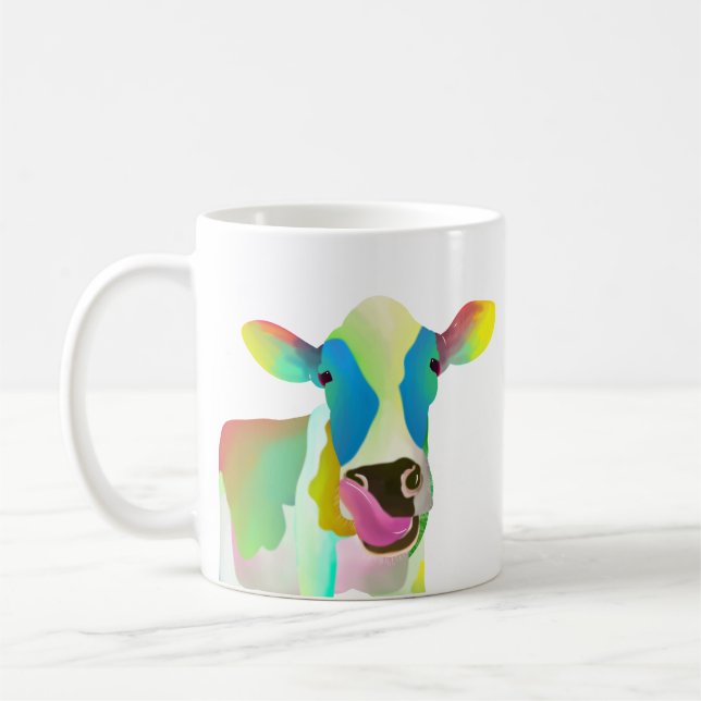 Unique colorful cow coffee mug (Left)
