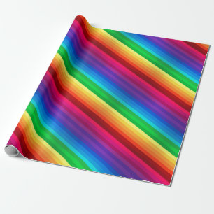 Unique Colorful Diagonal Rainbow Stripped Wrapping Paper