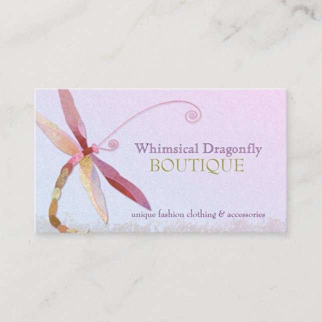 Unique, Colorful Dragonfly Fashion Business Card (Front)