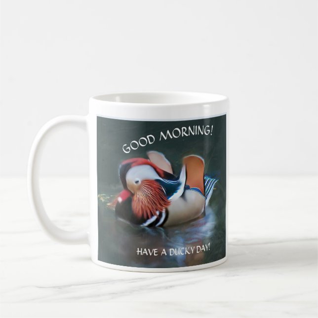 UNIQUE COLORFUL FAMOUS MANDARIN DUCK COFFEE MUG (Left)