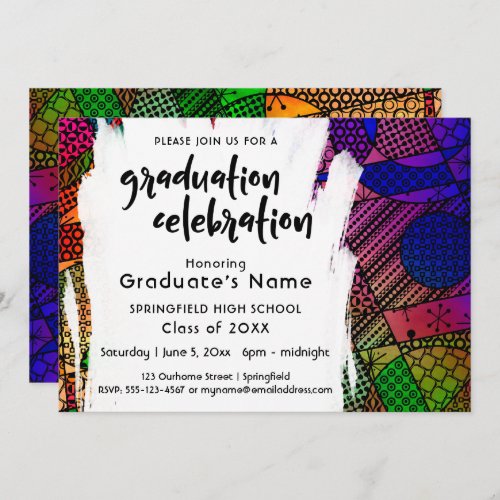 Unique Colorful Geometric 2 Graduation Party Invitation