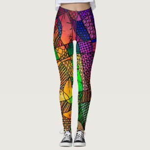 Unique Colorful Geometric Abstract, Crazy Cool Leggings