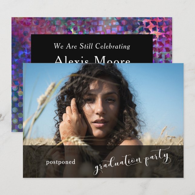 Unique Colorful Graduation Party Postponed Card (Front/Back)
