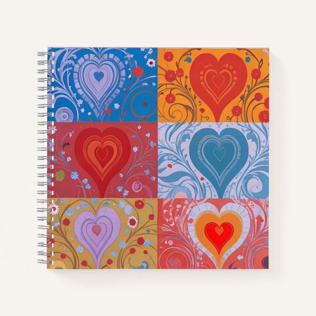 Unique Colorful Heart Love Patchwork Pattern       Notebook (Front)