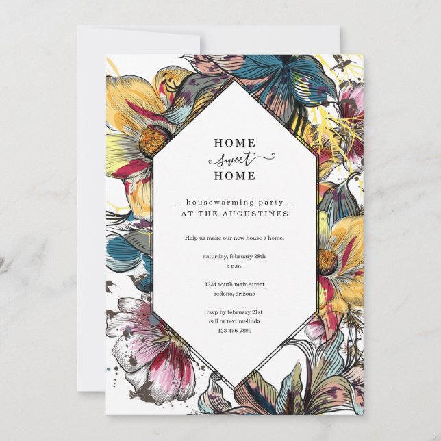 Unique Colorful Housewarming Party Invitation (Front)
