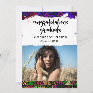 Unique Colorful Pattern Photo Grad Announcement