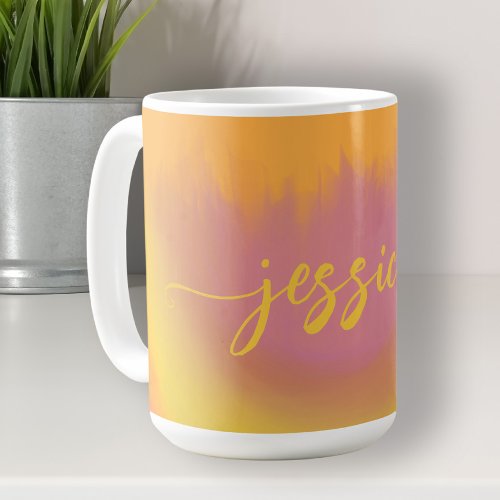 Unique colorful personalized script name modern coffee mug