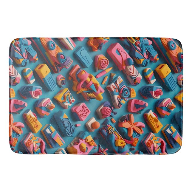 Unique & Colorful Shaped Erasers Pattern Design Bath Mat (Front)
