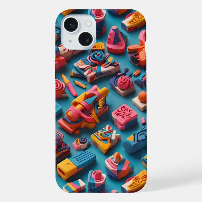 Unique & Colorful Shaped Erasers Pattern Design iPhone Case (Back)
