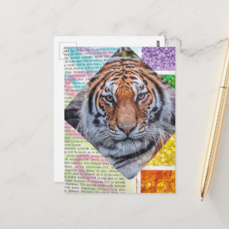 Unique Colorful Tiger Collage Postcard