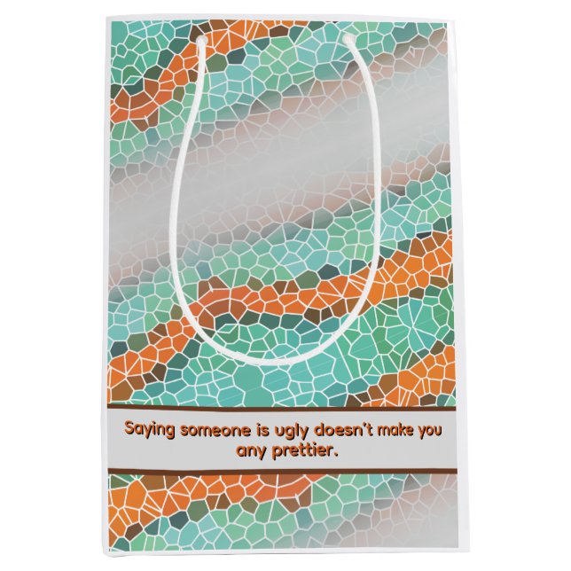 Unique Colorful Triangle Pattern & Quotes Medium Gift Bag (Front)