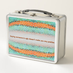 Unique Colorful Triangle Pattern & Quotes Metal Lunch Box