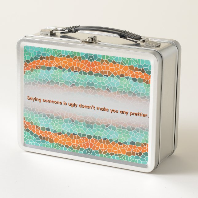 Unique Colorful Triangle Pattern & Quotes Metal Lunch Box (Front)