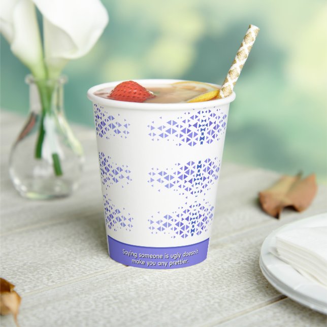 Unique Colorful Triangle Pattern & Quotes Paper Cups (Insitu)