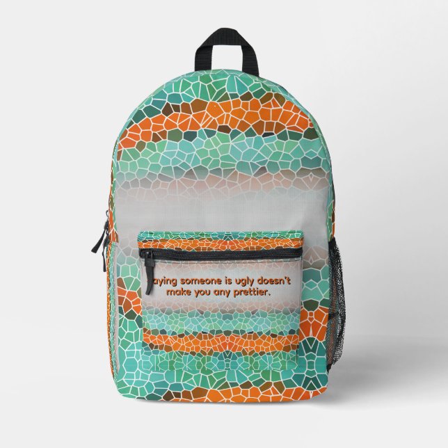 Unique Colorful Triangle Pattern & Quotes Printed Backpack (Front)