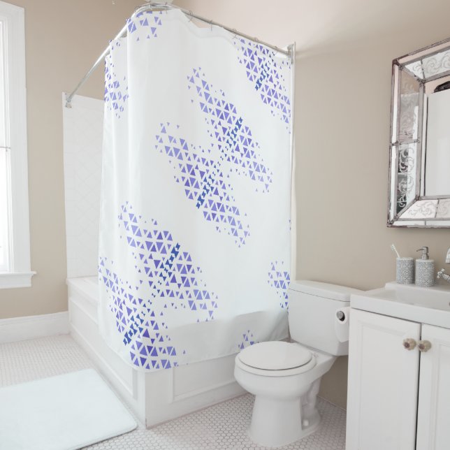 Unique Colorful Triangle Pattern & Quotes Shower Curtain (In Situ)
