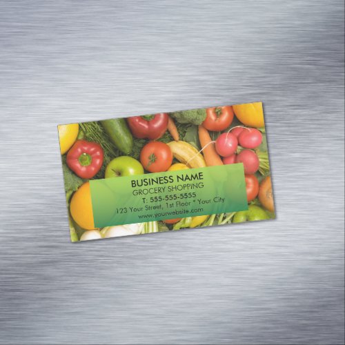 Unique Colorful Vegetables Grocery Business Card Magnet