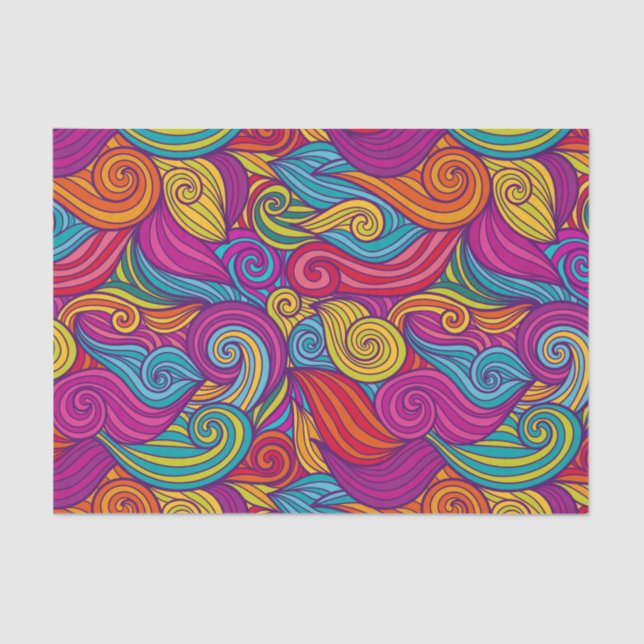 Unique Colorful Wavy Stripe Swirls Pattern Tissue Paper (Front)