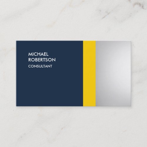 Unique Colorful Yellow Navy Blue Gray Business Card